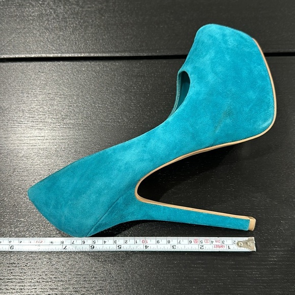 Steve Madden Babylonn Teal Suede Platform Heels - 8 - Picture 8 of 10